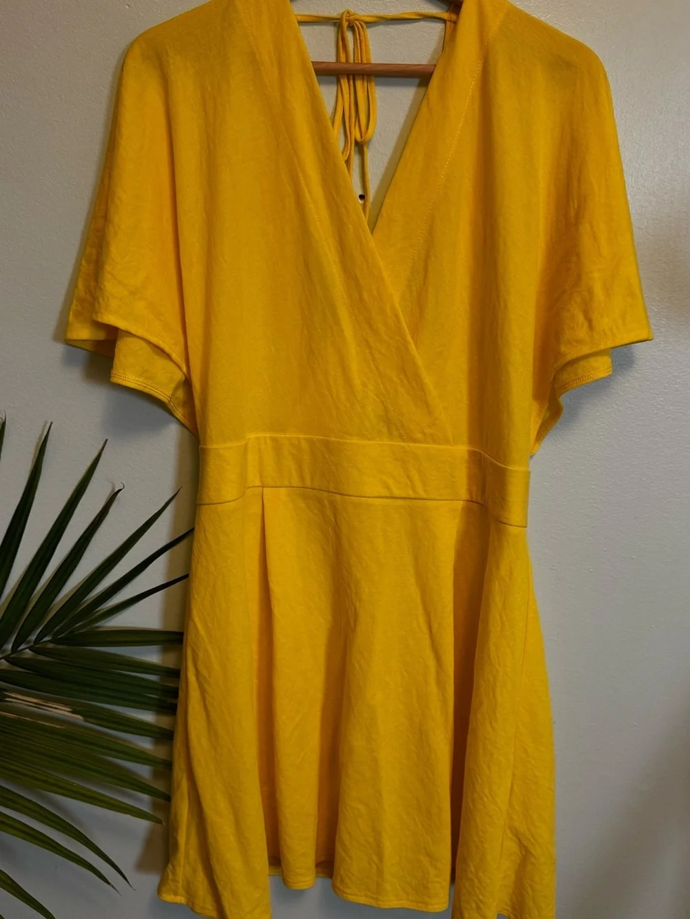 Mango Yellow V-Neck Midi Dress with Flutter Sleeves - Picture 9 of 10